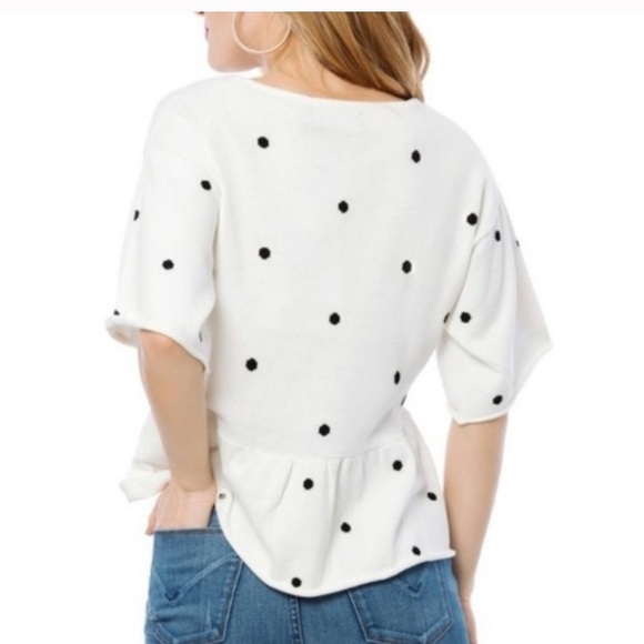 MINKPINK Short Sleeve Peplum Sweater in Cream - Picture 3 of 11